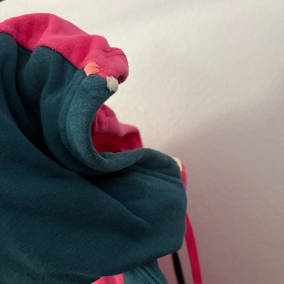 NIKE sz M DIY Fleece Hoodie Half Zip Pink Blue Half Long Sleeve - Picture 14 of 15